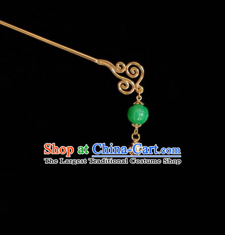 Chinese Ancient Princess Golden Bell Hairpins Hair Accessories Handmade Cheongsam Carving Lotus Hair Stick