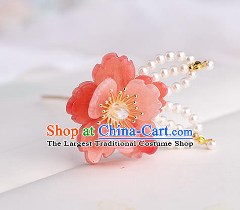 Chinese Classical Palace Red Plum Hair Sticks Handmade Hanfu Hair Accessories Ancient Song Dynasty Princess Hairpins