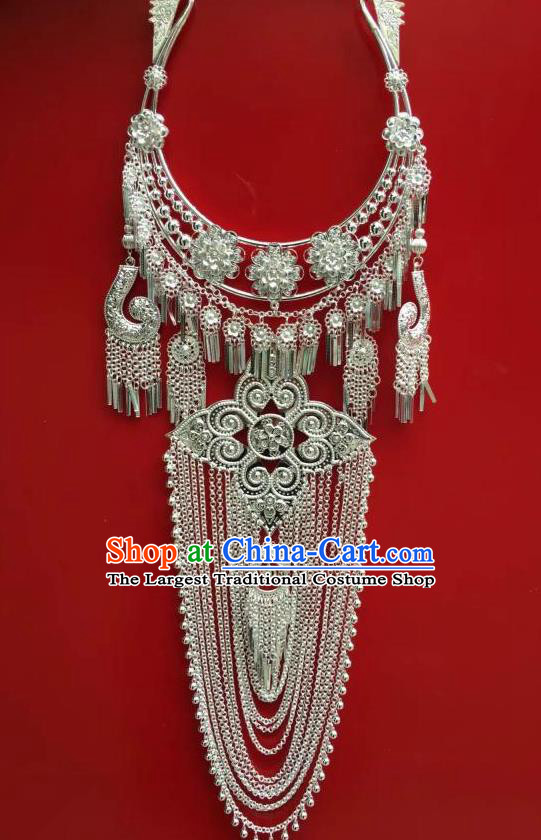 Chinese Miao Minority Jewelry Yunnan Nationality Wedding Accessories Ethnic Long Tassel Necklace