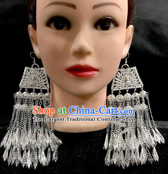 China Nationality Large Ear Accessories Handmade Hmong Women Jewelry Ethnic Minority Peacock Earrings