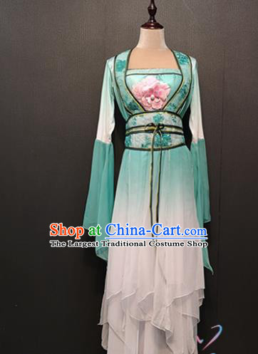 Chinese Classical Dance Clothing Traditional Fan Dance Costumes Umbrella Dance Green Dress