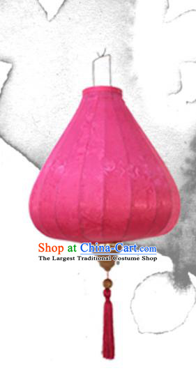 Handmade Chinese Classical Pattern Rosy Silk Palace Lanterns Traditional New Year Decoration Lantern Spring Festival Tulip Lamp