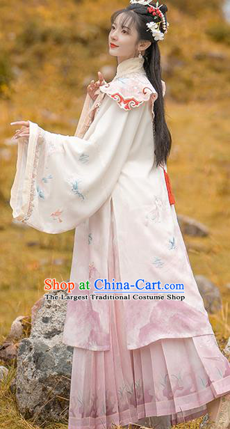 China Ming Dynasty Court Princess Costumes Ancient Hanfu Clothing Embroidered Long Gown and Skirt for Noble Lady