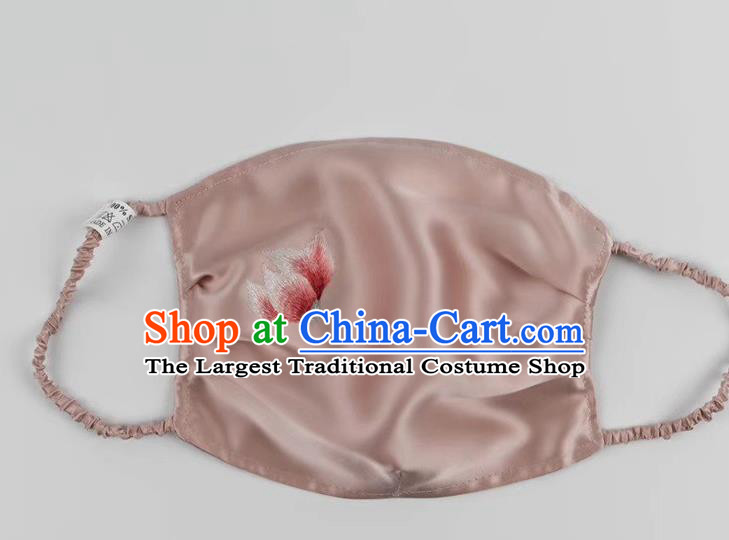 Chinese Style Pink Silk Mask Embroidered Protective Face Mask