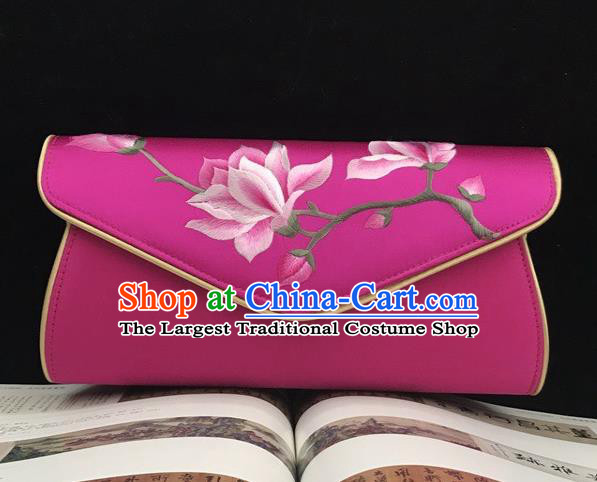 China National Rosy Silk Chain Bag Handmade Suzhou Embroidery Handbag Cheongsam Evening Bag