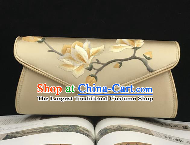China National Chain Bag Cheongsam Exquisite Evening Bag Handmade Suzhou Embroidery Champagne Silk Handbag