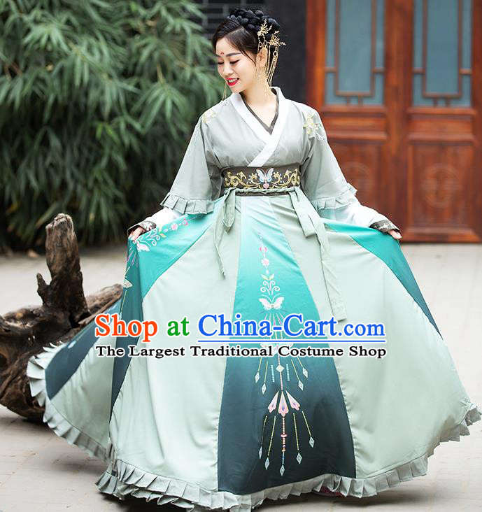 China Ancient Court Lady Hanfu Dress Apparels Traditional Jin Dynasty Royal Princess Costumes Complete Set