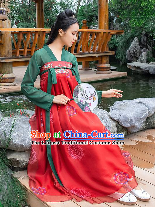 China Ancient Court Maid Clothing Tang Dynasty Country Women Hanfu Dress Traditional Apparels