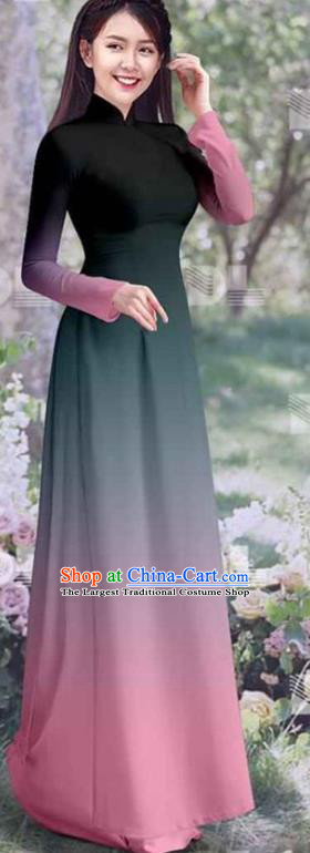Vietnam Ao Dai Clothing Asian Women Classical Cheongsam Gradient Qipao Dress with Pants Vietnamese Traditional Costumes
