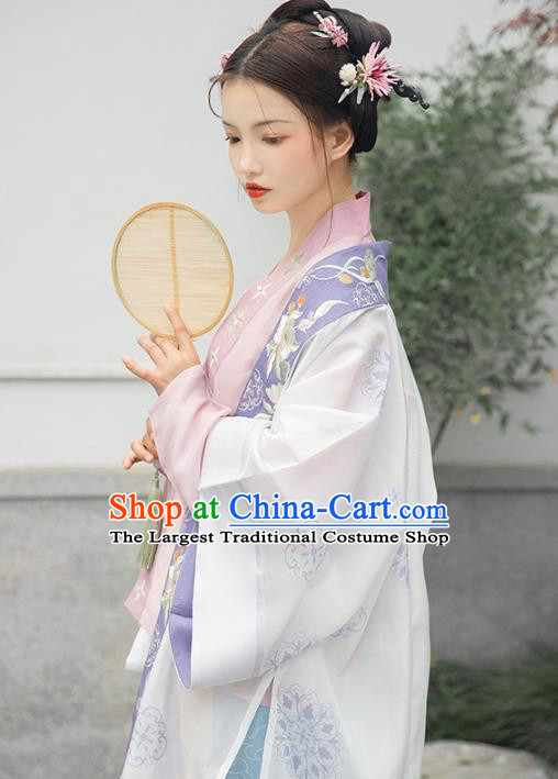 Chinese Ancient Song Dynasty Princess Historical Costume Traditional Embroidered BeiZi Top and Skirt Hanfu Apparels