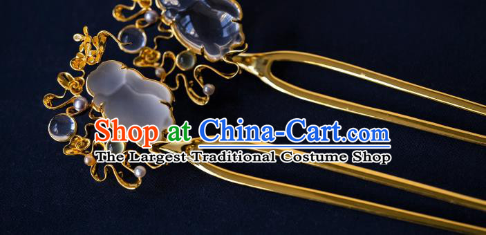Handmade China Ming Dynasty Court Gilding Hair Accessories Ancient Princess Osmanthus Rabbit Hairpin