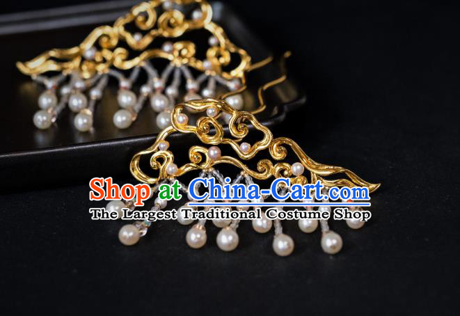 China Ancient Song Dynasty Empress Tassel Hair Sticks Hair Accessories Palace Lady Gilding Hairpins