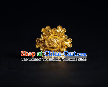 China Ming Dynasty Palace Hair Stick Ancient Gilding Peony Hairpins Court Empress Hair Accessories