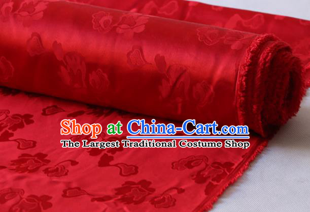 Asian Chinese Hanfu Satin Cloth Traditional Pattern Design Red Silk Drapery Mulberry Silk Fabric