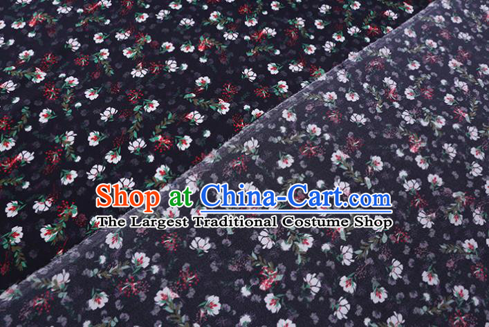 Asian Cheongsam Cloth Satin Drapery Chinese Classical Floral Pattern Black Watered Gauze Fabric Traditional Gambiered Guangdong Silk