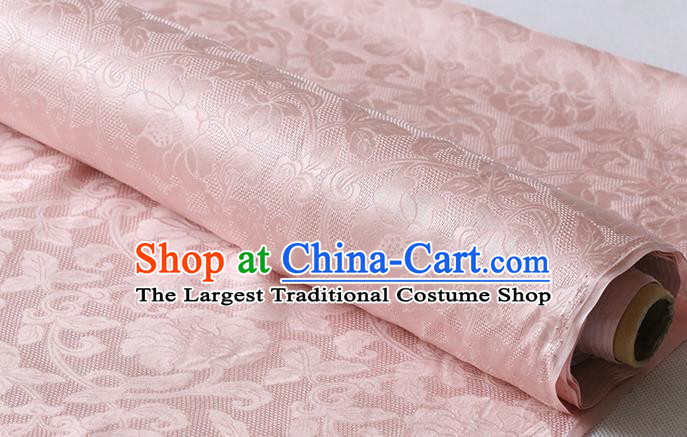Chinese Pink Damask Classical Twine Rose Pattern Silk Drapery Cheongsam Traditional Jacquard Cloth Fabric