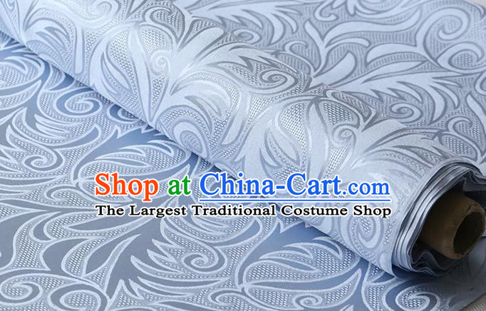 Chinese Traditional Cheongsam Jacquard Cloth Silk Drapery Classical Sago Flowers Pattern Lake Blue Damask Fabric