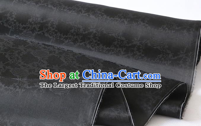Chinese Traditional Black Jacquard Damask Cloth Organza Fabric Cheongsam Classical Phoenix Peony Pattern Silk Drapery