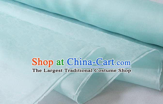 Chinese Classical Phoenix Peony Pattern Silk Drapery Traditional Cheongsam Jacquard Damask Cloth Light Blue Organza Fabric