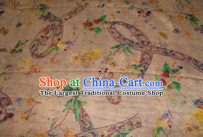Chinese Traditional Ginger Gambiered Guangdong Gauze Cheongsam Satin Fabric Classical Ribbon Pattern Silk Drapery