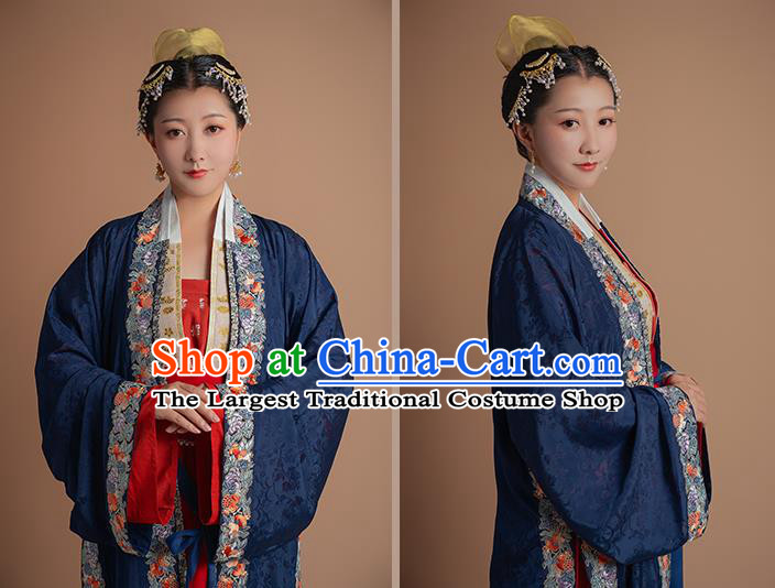 Ancient China Traditional Wedding Hanfu Clothing Song Dynasty Court Empress Red Historical Costumes Complete Set
