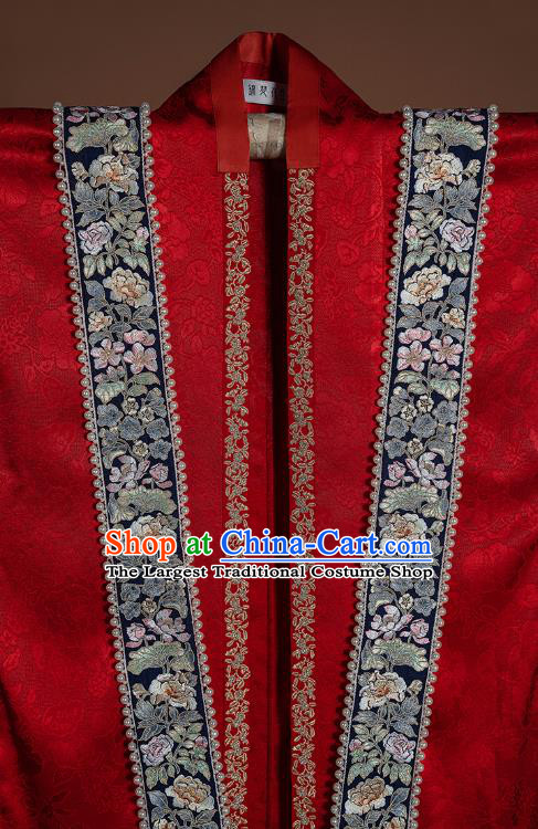Ancient China Traditional Wedding Hanfu Clothing Song Dynasty Court Empress Red Historical Costumes Complete Set