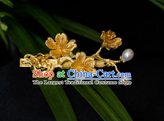 China Ancient Gilding Hair Sticks Hair Accessories Traditional Ming Dynasty Plum Blossom Hairpin