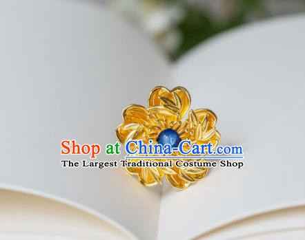 China Ming Dynasty Gilding Hairpin Traditional Court Queen Hair Accessories Ancient Empress Gilding Plum Blossom Hair Stick