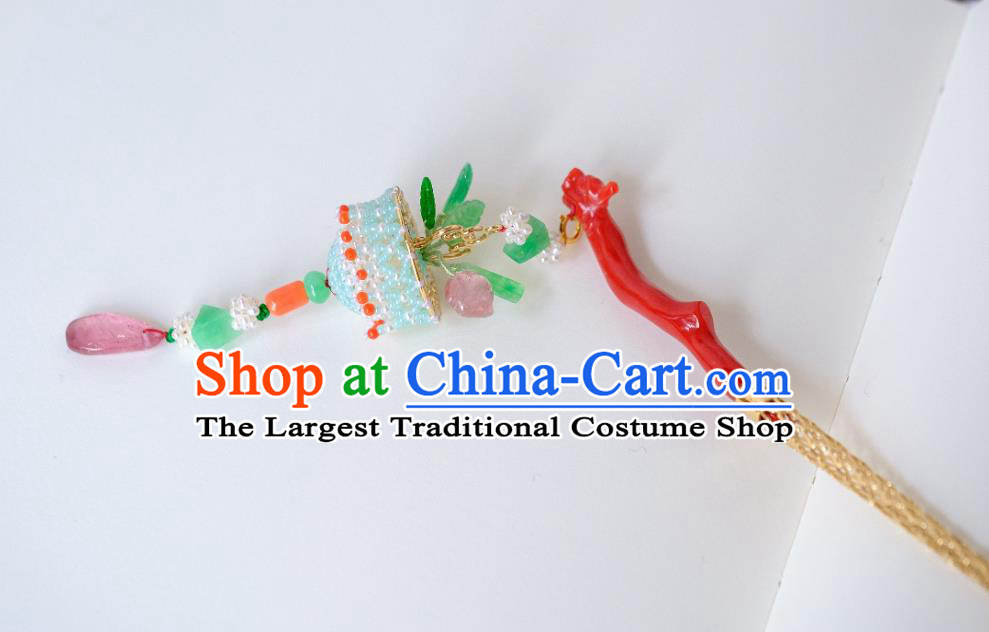 China Traditional Gems Hair Accessories Ancient Hanfu Pearls Hair Jewelry Ming Dynasty Empress Tassel Hairpin