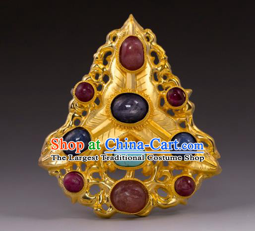 China Traditional Ming Dynasty Court Hairpin Handmade Hair Accessories Ancient Queen Gems Hair Crown