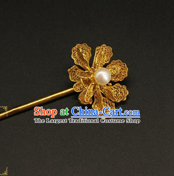 China Handmade Hair Accessories Ancient Ming Dynasty Empress Hairpin Traditional Gilding Hair Stick