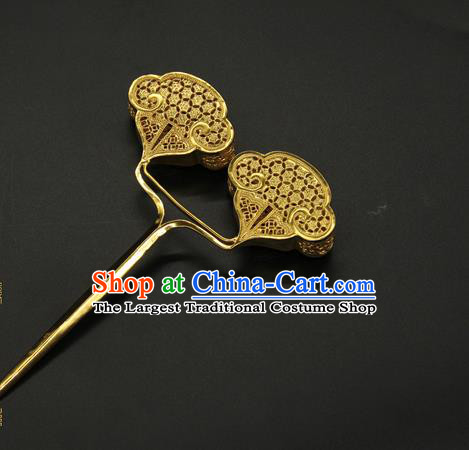 China Traditional Handmade Hairpin Ancient Song Dynasty Golden Hair Stick Court Hair Accessories