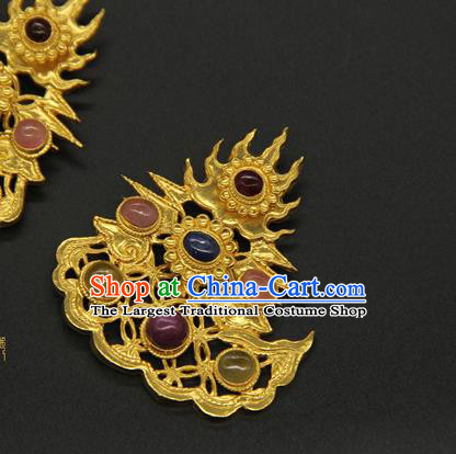 China Ancient Court Empress Hairpin Traditional Ming Dynasty Hair Accessories Handmade Gems Hair Stick