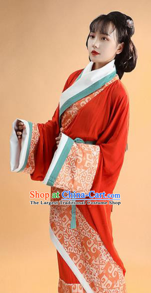 China Traditional Han Dynasty Imperial Consort Embroidered Dress Ancient Palace Woman Historical Clothing