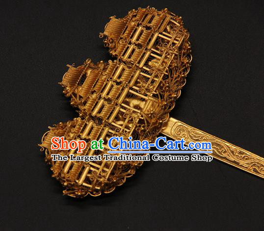 China Traditional Ming Dynasty Hair Stick Queen Hair Accessories Handmade Ancient Empress Golden Hairpin