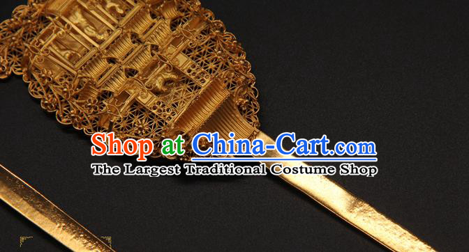 China Traditional Queen Hair Accessories Handmade Ancient Empress Golden Hairpin Ming Dynasty Hair Stick