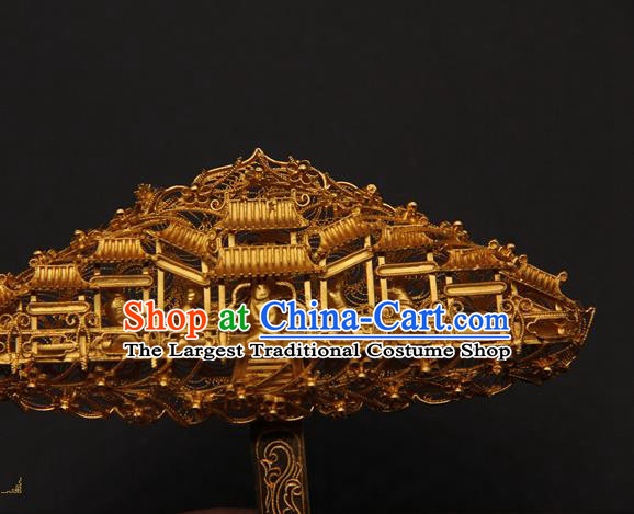 China Ancient Empress Golden Palace Hairpin Traditional Queen Hair Accessories Handmade Ming Dynasty Hair Stick