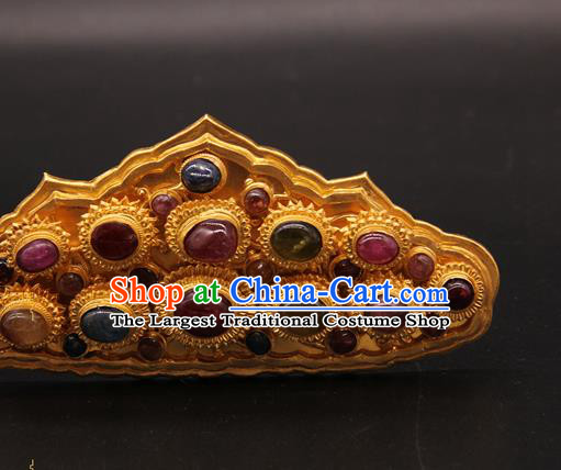 China Ancient Queen Gems Hair Crown Traditional Court Hair Accessories Handmade Ming Dynasty Empress Hairpin