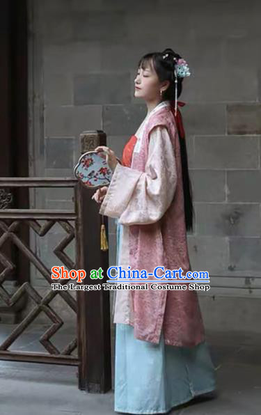 Traditional China Song Dynasty Noble Lady Historical Clothing Ancient Court Beauty Hanfu Dress Full Set