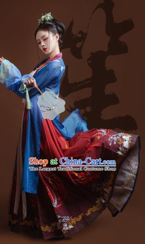 China Traditional Hanfu Dress Ancient Noble Female Costumes Song Dynasty Young Mistress Clothing