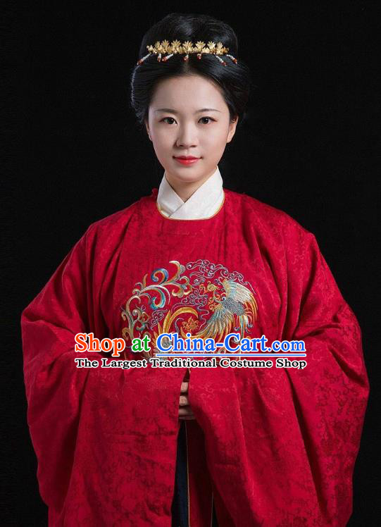 China Traditional Wedding Red Hanfu Dress Ancient Empress Costumes Ming Dynasty Royal Queen Historical Clothing