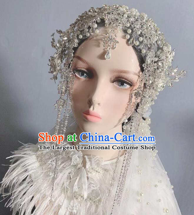 Top Grade Stage Show Baroque Bride Crystal Headdress Wedding Hair Ornament Handmade Court Queen Deluxe Hair Accessories