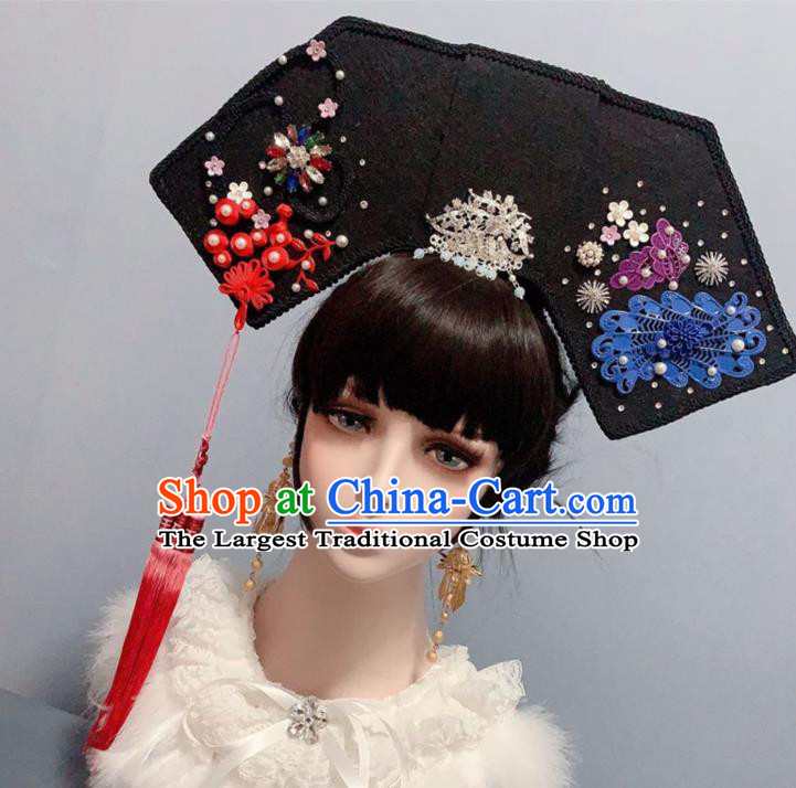 China Traditional Drama Ancient Imperial Consort Hair Accessories Hat Qing Dynasty Court Phoenix Coronet