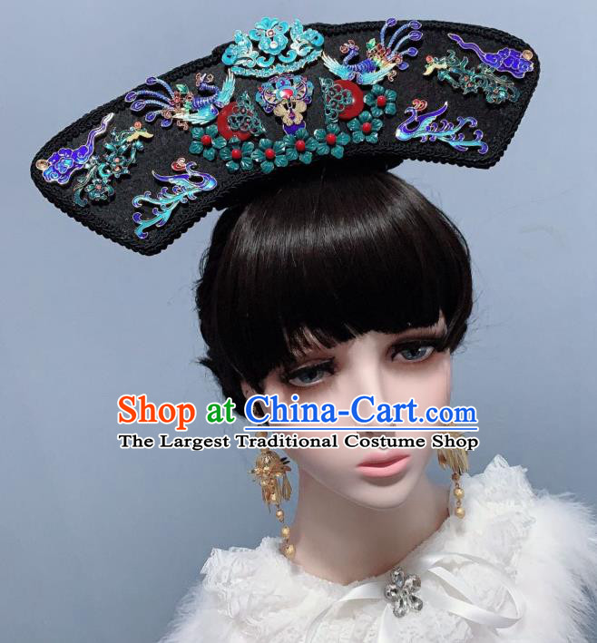 China Traditional Drama Qing Dynasty Court Cloisonne Phoenix Coronet Ancient Imperial Consort Hair Accessories