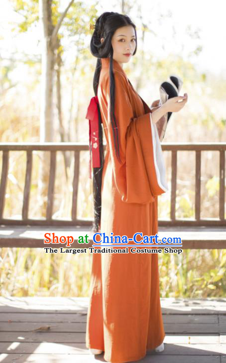 China Traditional Hanfu Dress Ancient Jin Dynasty Palace Beauty Historical Clothing