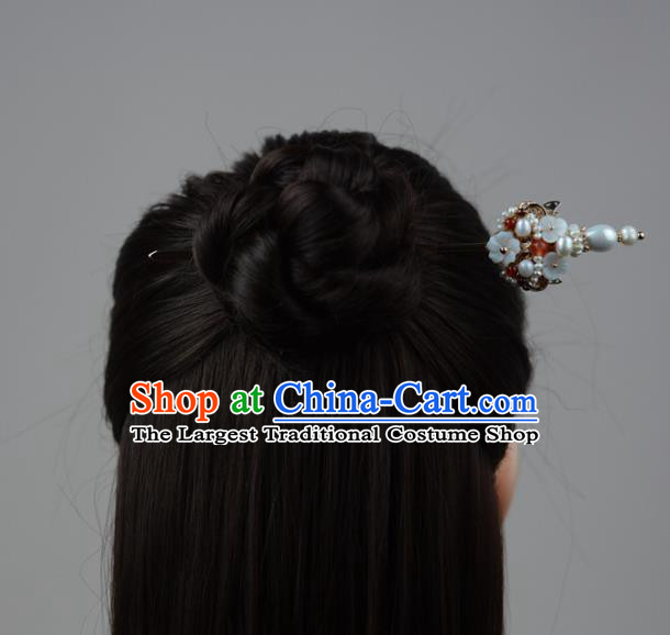 China Classical Cheongsam Pearls Hair Stick Traditional Hair Accessories Ming Dynasty Hairpin