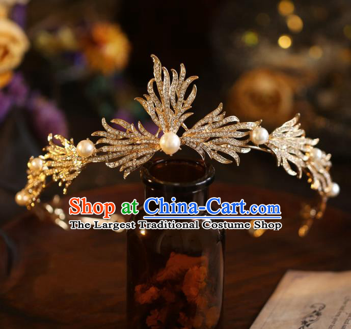 Top Grade Handmade Princess Hair Accessories Halloween Jewelry Ornaments Golden Royal Crown