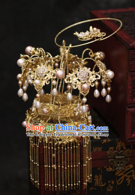 China Golden Tassel Portable Lantern Traditional Wedding Prop Bride Accessories