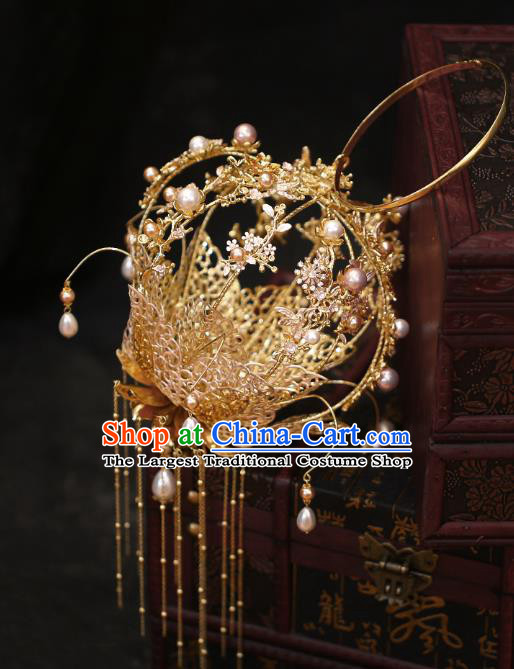 China Bride Accessories Golden Tassel Portable Lantern Traditional Wedding Prop