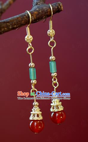 Top Grade Traditional Qing Dynasty Ear Accessories China Ancient Court Empress Agate Earrings Jade Jewelry
